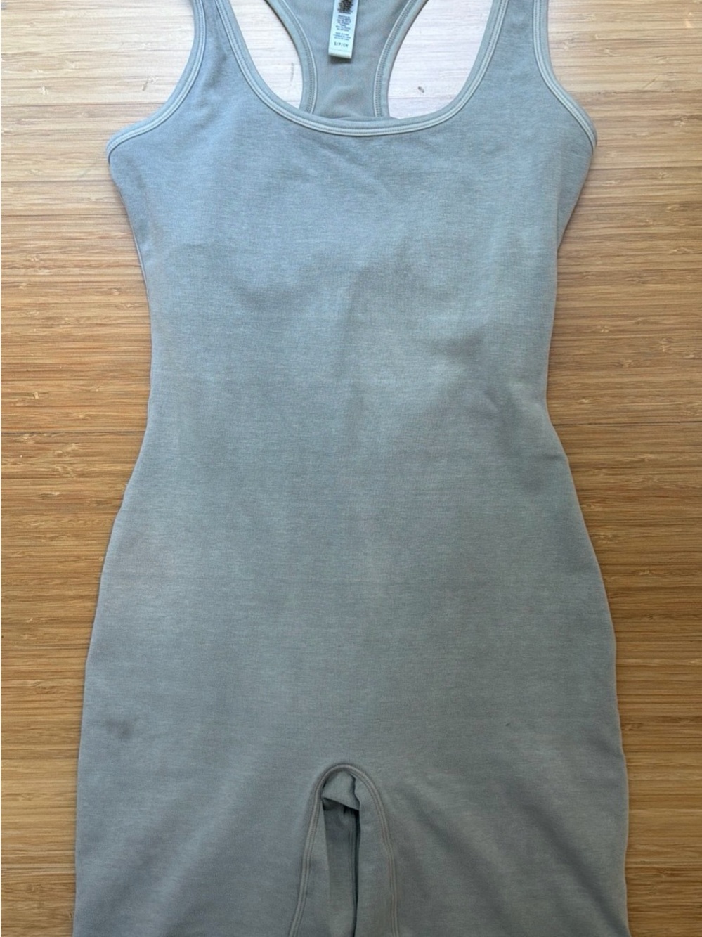 SKIMS Ribbed Racerback Tank Romper in Light Gray